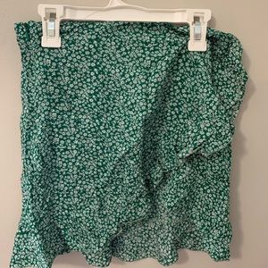 Floral Green Mini Skirt